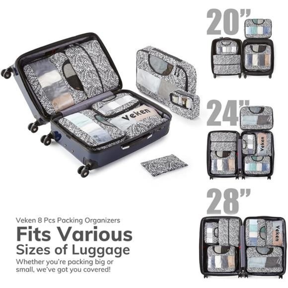 8Pcs Packing Cubes for Suitcases Organizer Bags Set for Travel Essentials Bags - Picture 4 of 7